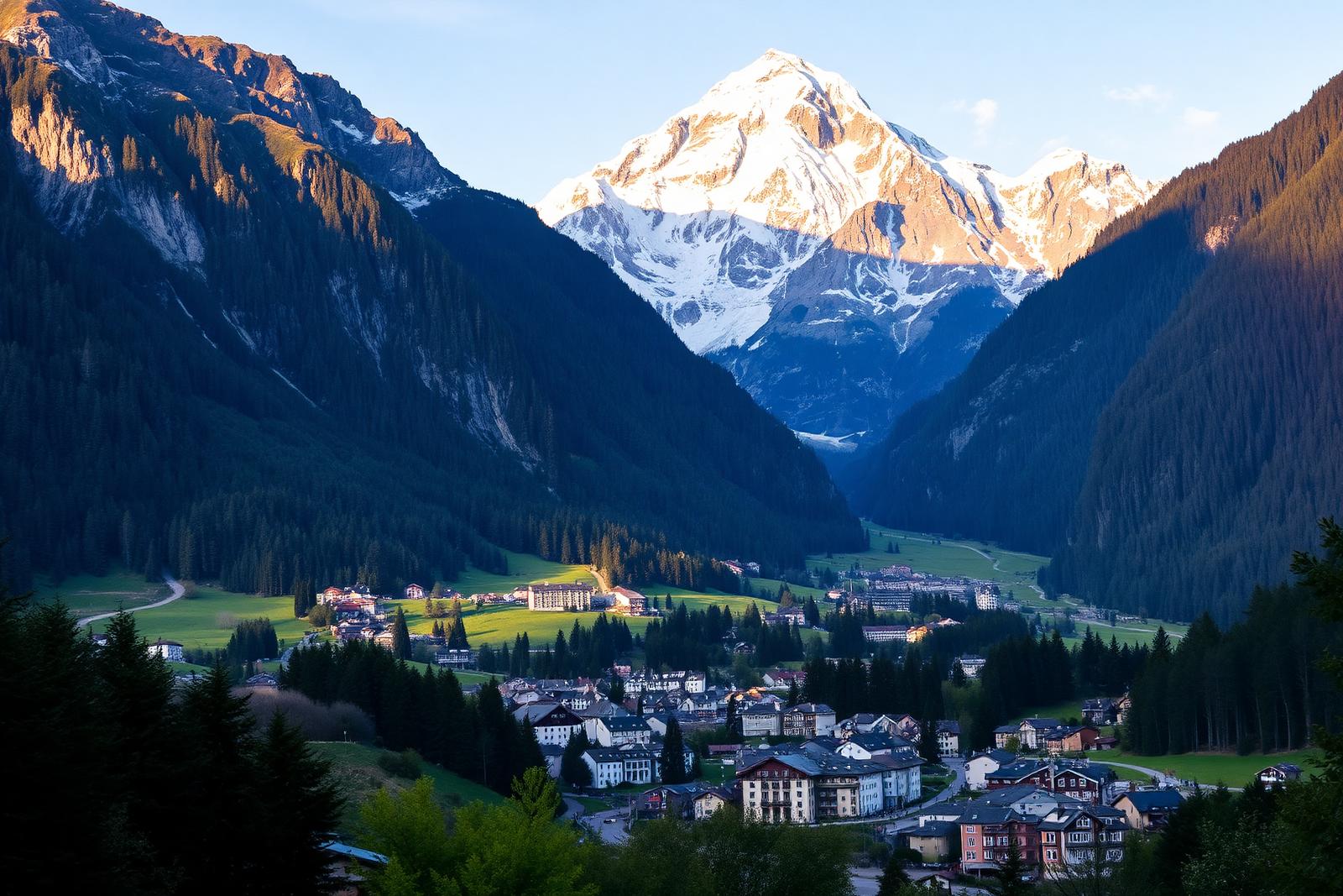 Vallée de Chamonix au pied du massif du Mont Blanc